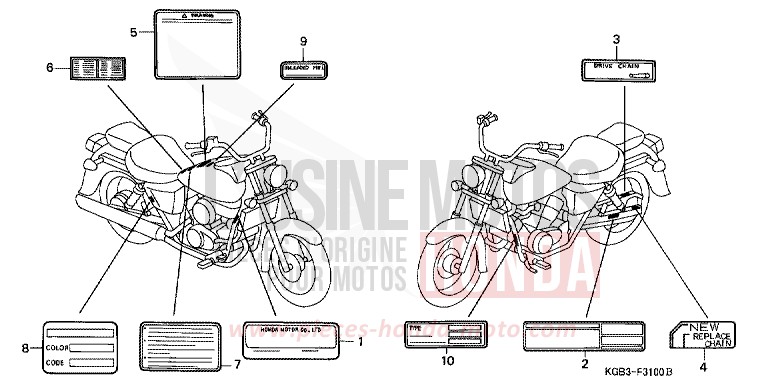 ETIQUETTE DE PRECAUTIONS de Shadow VT125C MUTE BLACK METALLIC (NH359) 2000